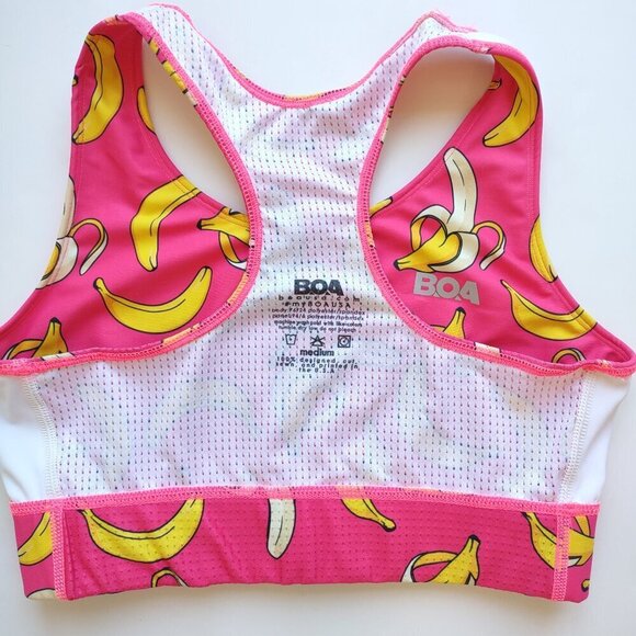 B.O.A. 'Gone Bananas Performance Bra Supportive Sports Racer Back USA Medium - Picture 5 of 7
